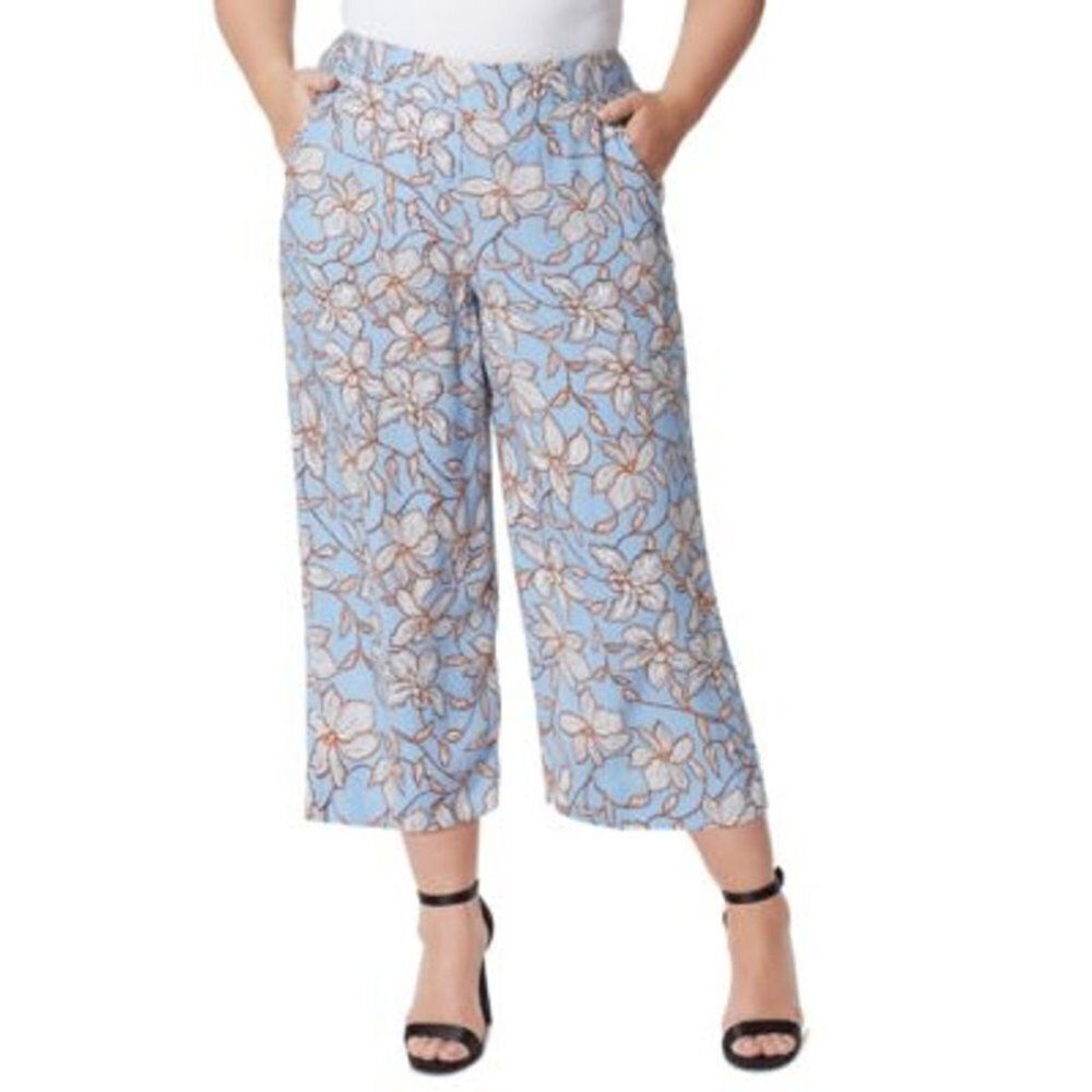 NWT Jessica Simpson Imogen Floral Print Cropped Wide Leg Pants Sz. 1X